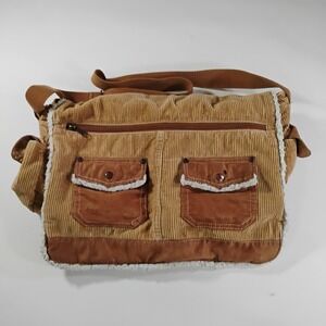 Vanity Tan Corduroy Women's Bag Satchel Purse W/ Shoulder Strap 100% Cotton